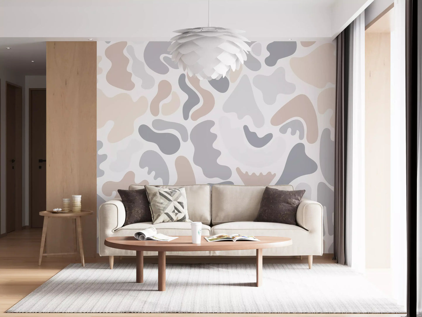 Abstract Organic Neutral Shapes Wall Mural