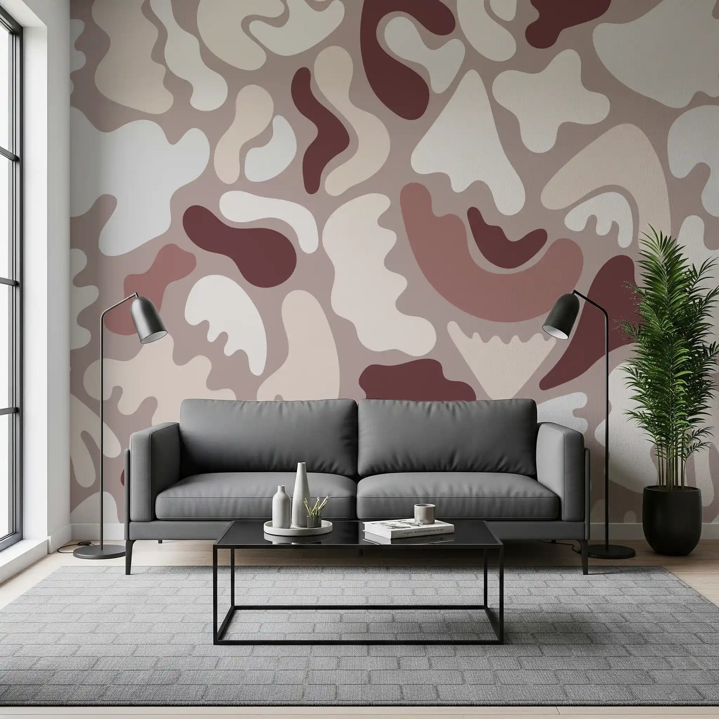 Abstract Organic Shapes in Earthy Tones Wall Mural