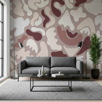 Abstract Organic Shapes in Earthy Tones Wall Mural