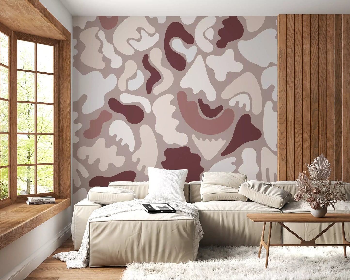 Abstract Organic Shapes in Earthy Tones Wall Mural