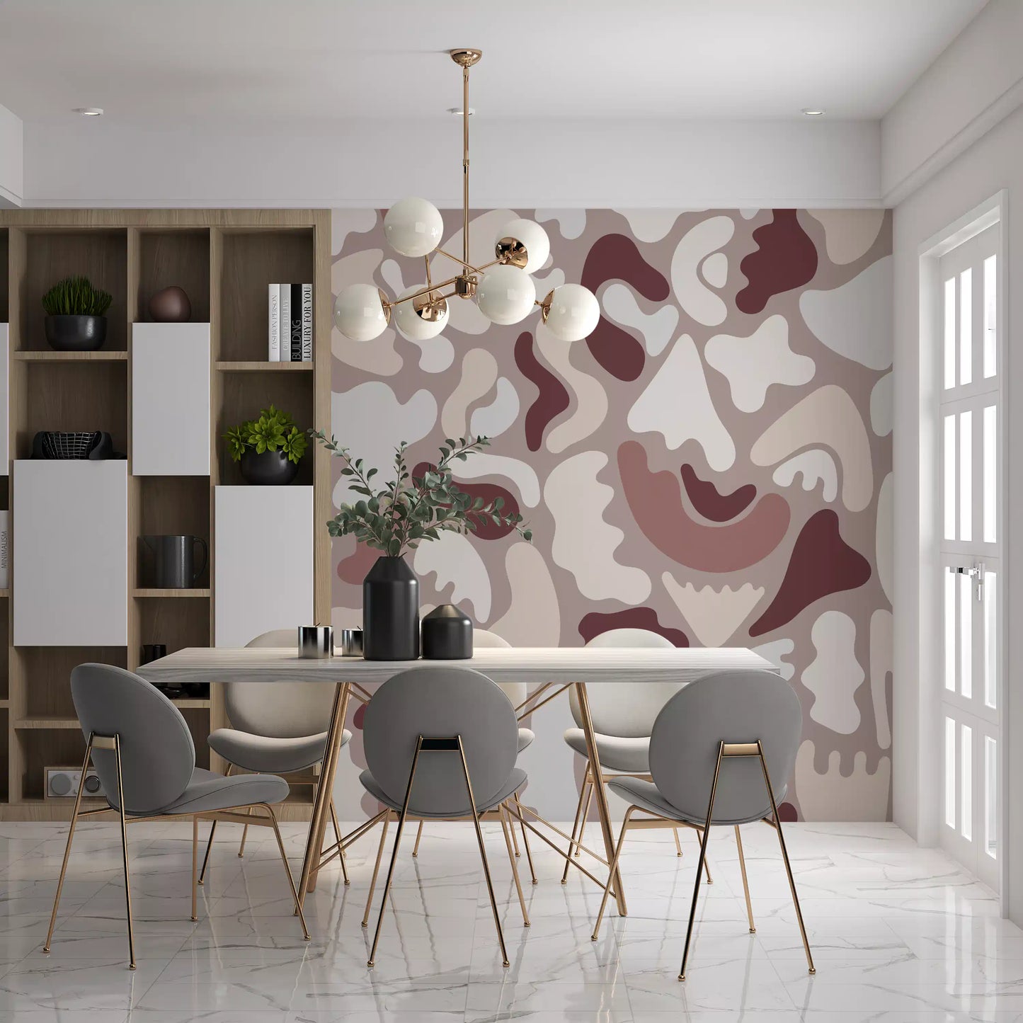 Abstract Organic Shapes in Earthy Tones Wall Mural