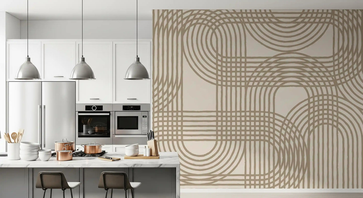Abstract Organic Linear Grid Art Wall Mural