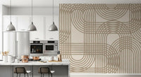 Abstract Organic Linear Grid Art Wall Mural