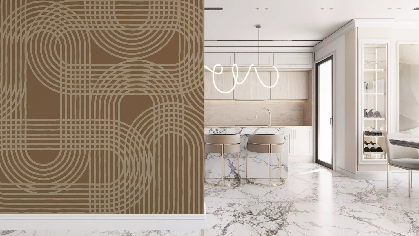 Abstract Earthy Arches Wall Mural