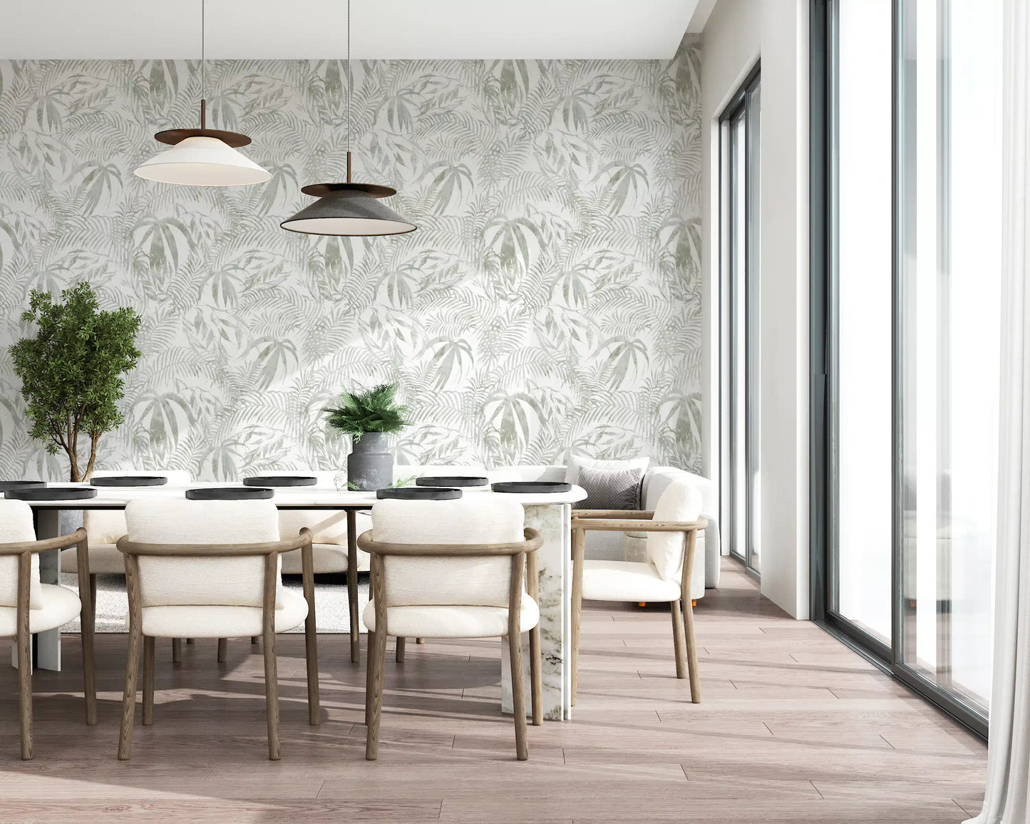 Muted Palm Leaf Silhouette Wallpaper⁠