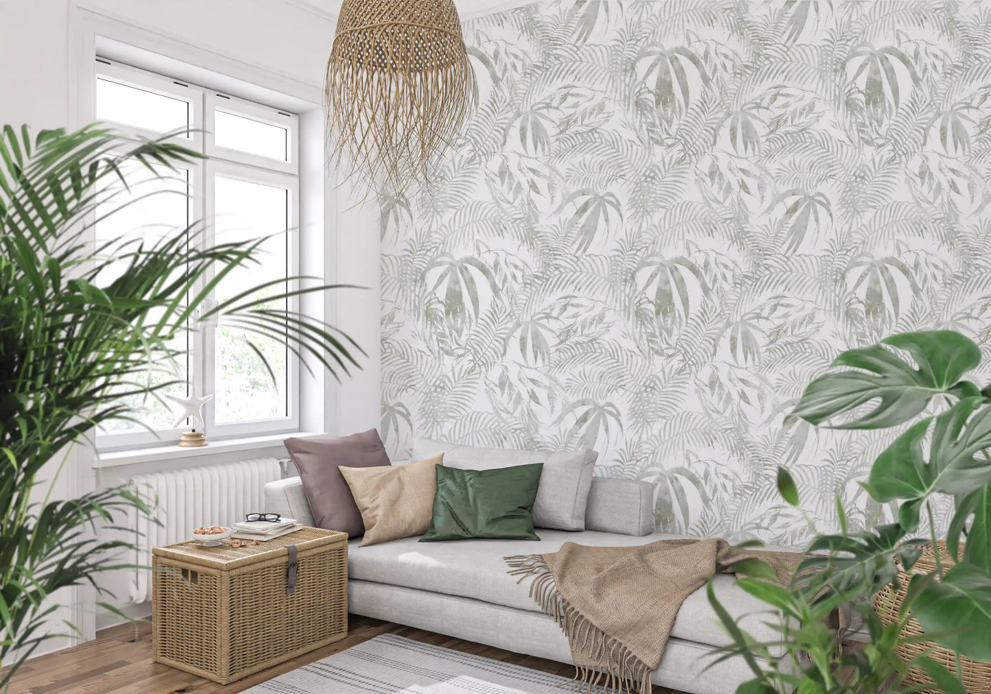 Muted Palm Leaf Silhouette Wallpaper⁠