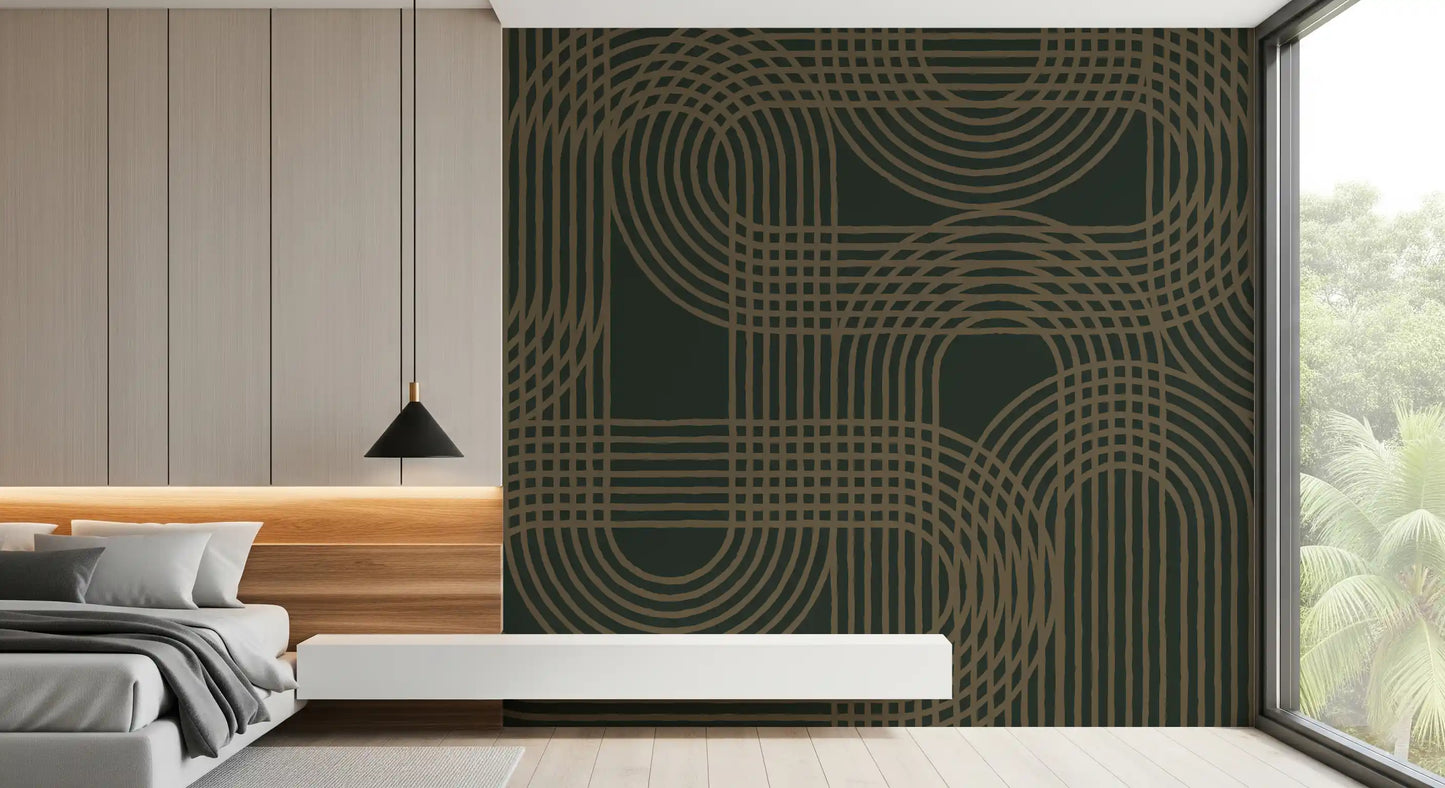 Minimalist Bronze Grid Wall Mural