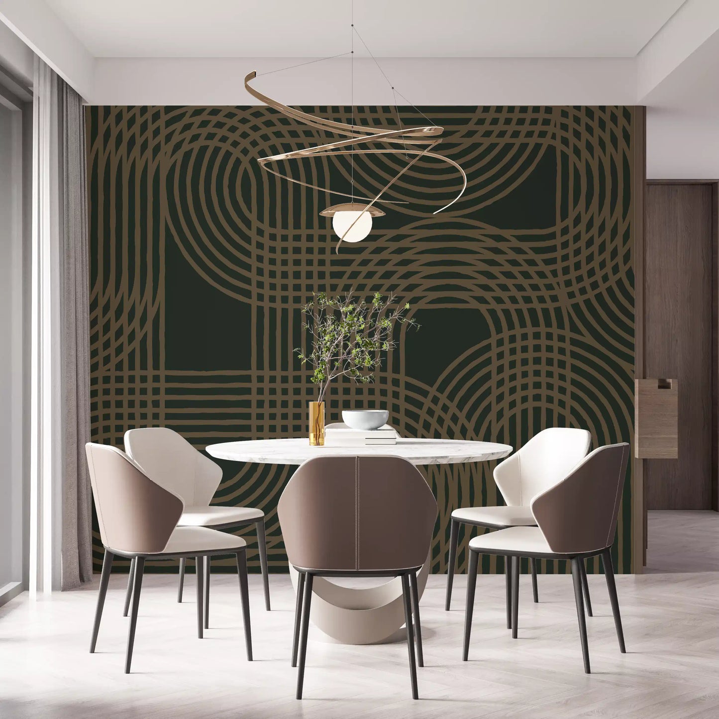 Minimalist Bronze Grid Wall Mural