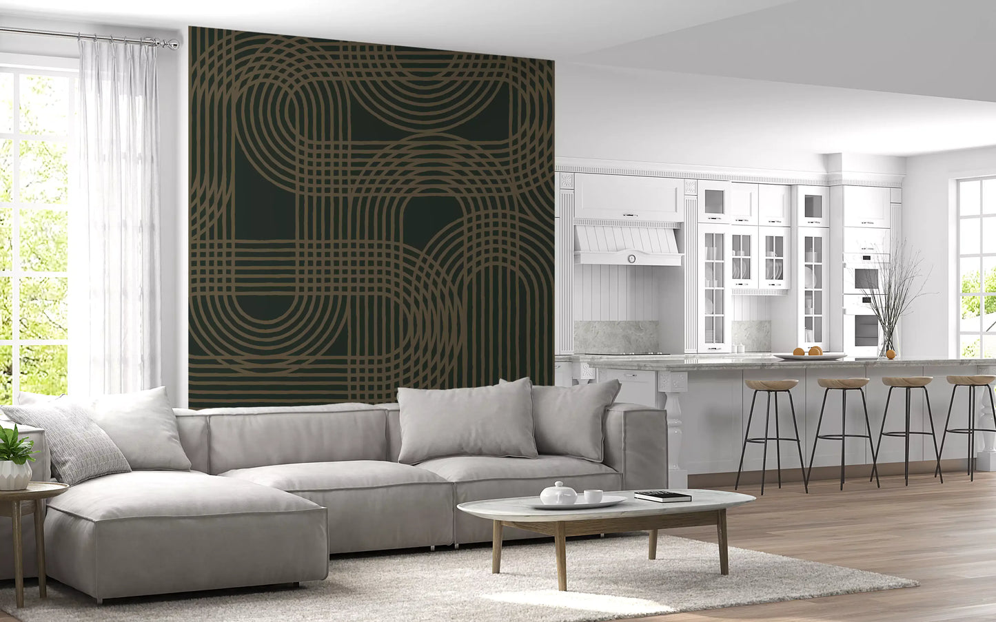 Minimalist Bronze Grid Wall Mural