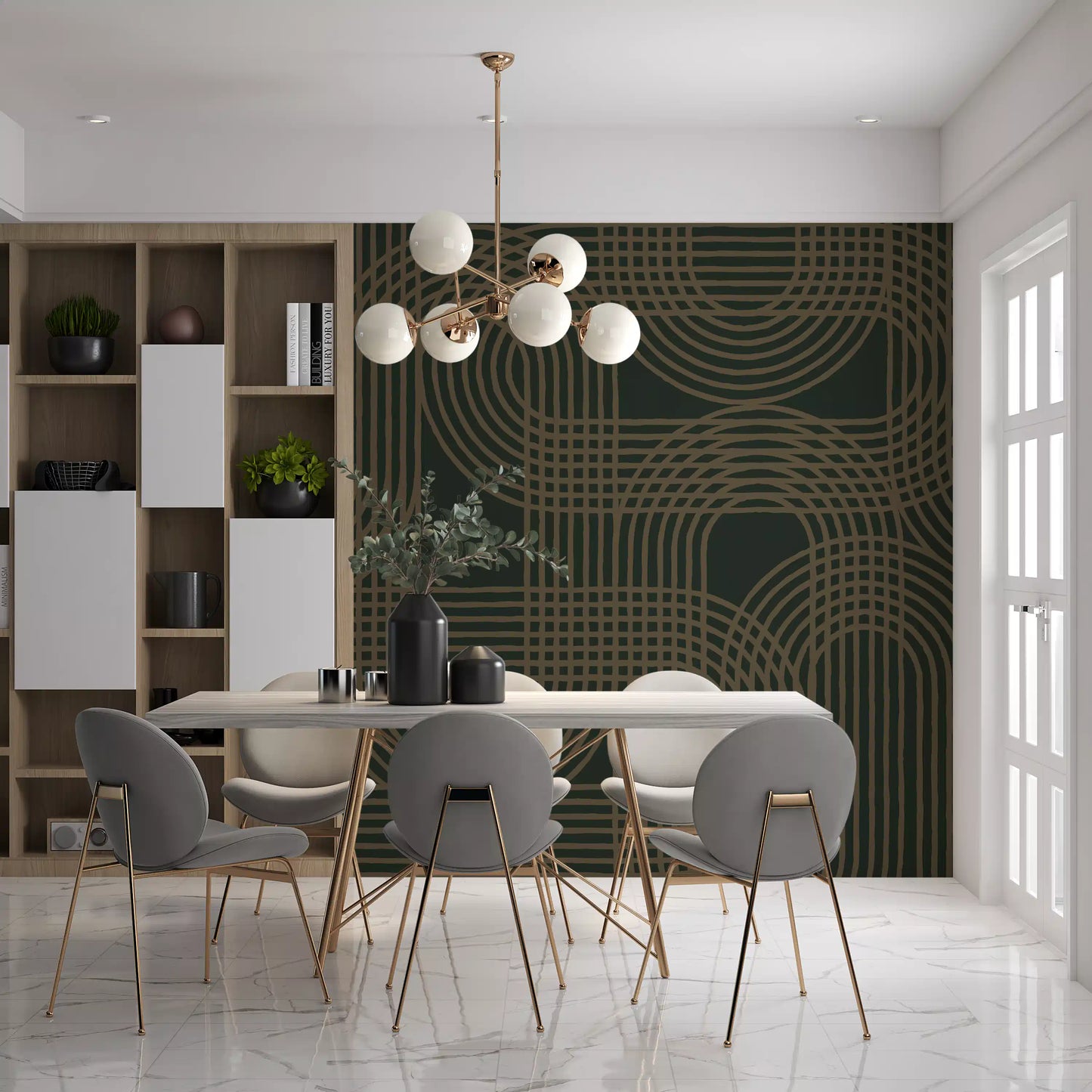 Minimalist Bronze Grid Wall Mural