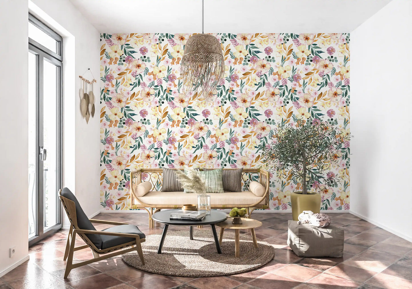 Soft Watercolor Meadow Floral Wallpaper⁠