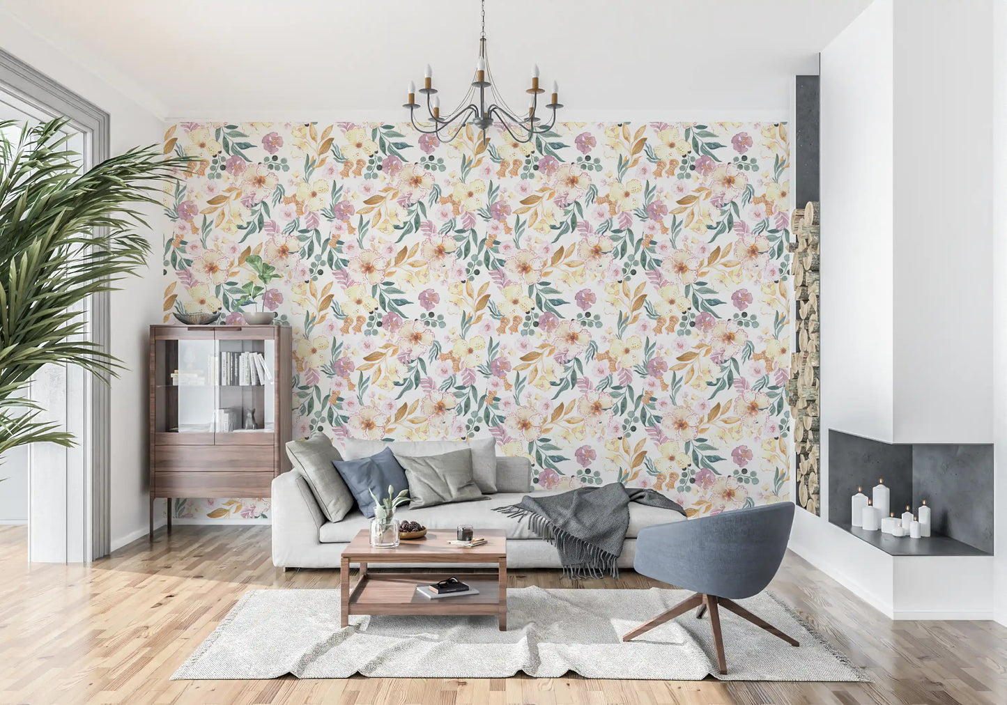 Soft Watercolor Meadow Floral Wallpaper⁠