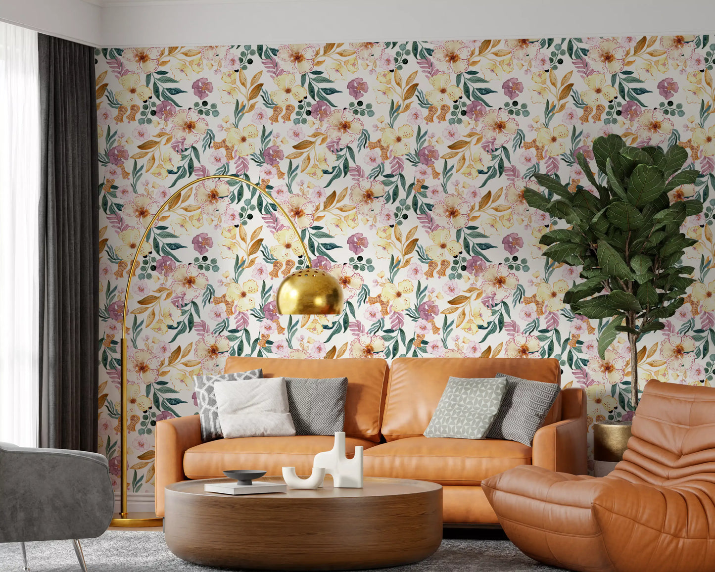 Soft Watercolor Meadow Floral Wallpaper⁠