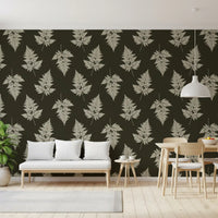 Minimalist Woodland Leaf Motif Wallpaper⁠