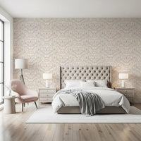 Minimalist Botanical Damask Wallpaper⁠