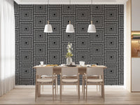 Abstract Hand-Drawn Linear Square Motif Wallpaper⁠