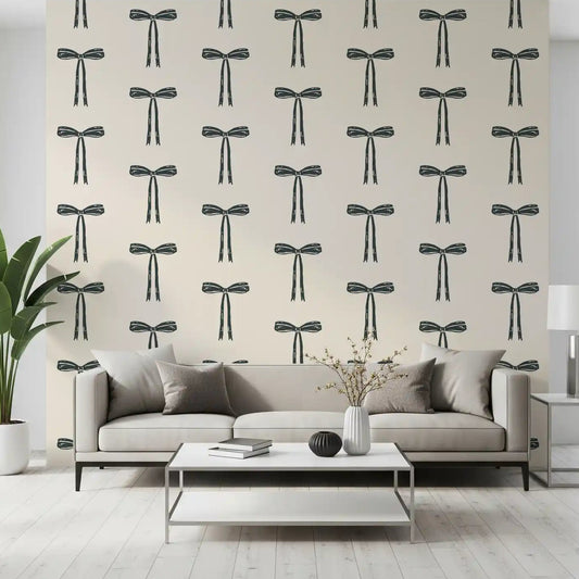 Minimalist Bows wallpaper repeating over a calm Living room, GD11929