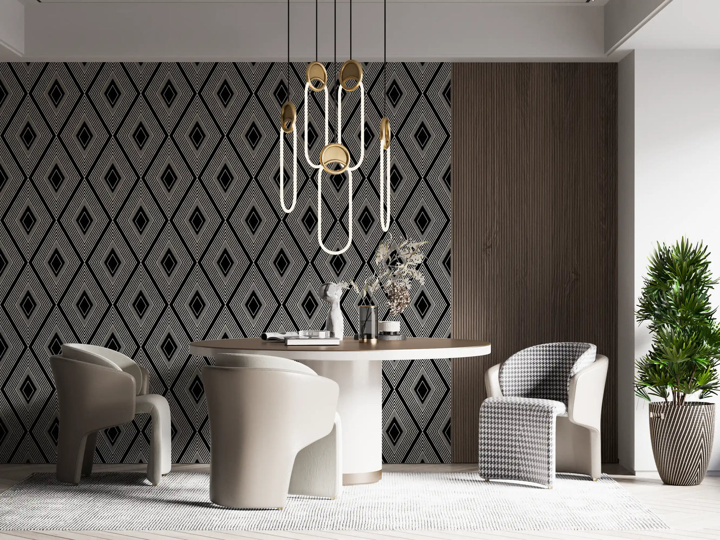 Monochromatic Geometric Diamond Lattice Wallpaper⁠