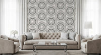 Black and Cream Dotted Mandala Radiance Wallpaper⁠