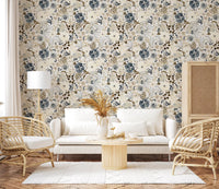 Neutral Watercolor Blooms Wallpaper⁠