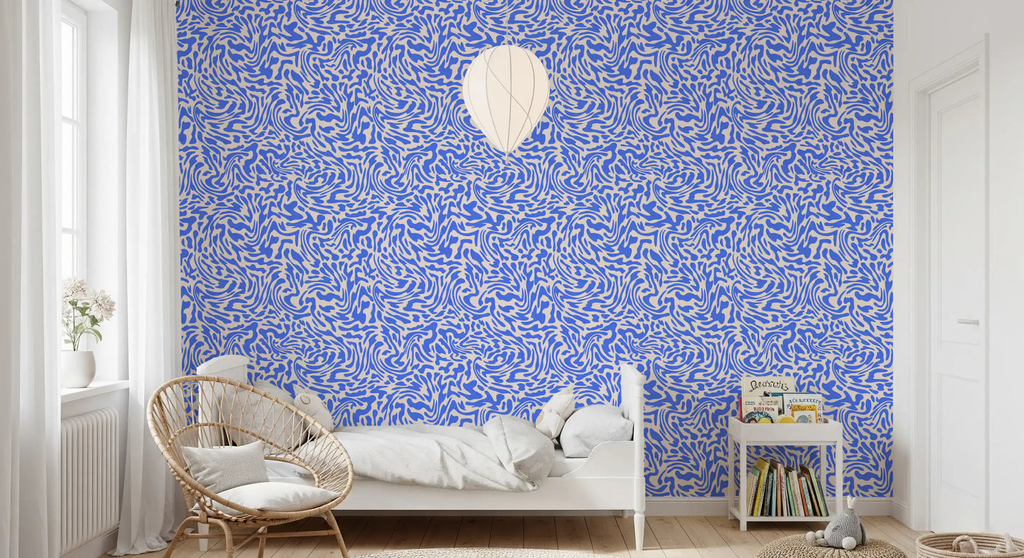 Vibrant Cobalt Swirl Pattern Wallpaper⁠
