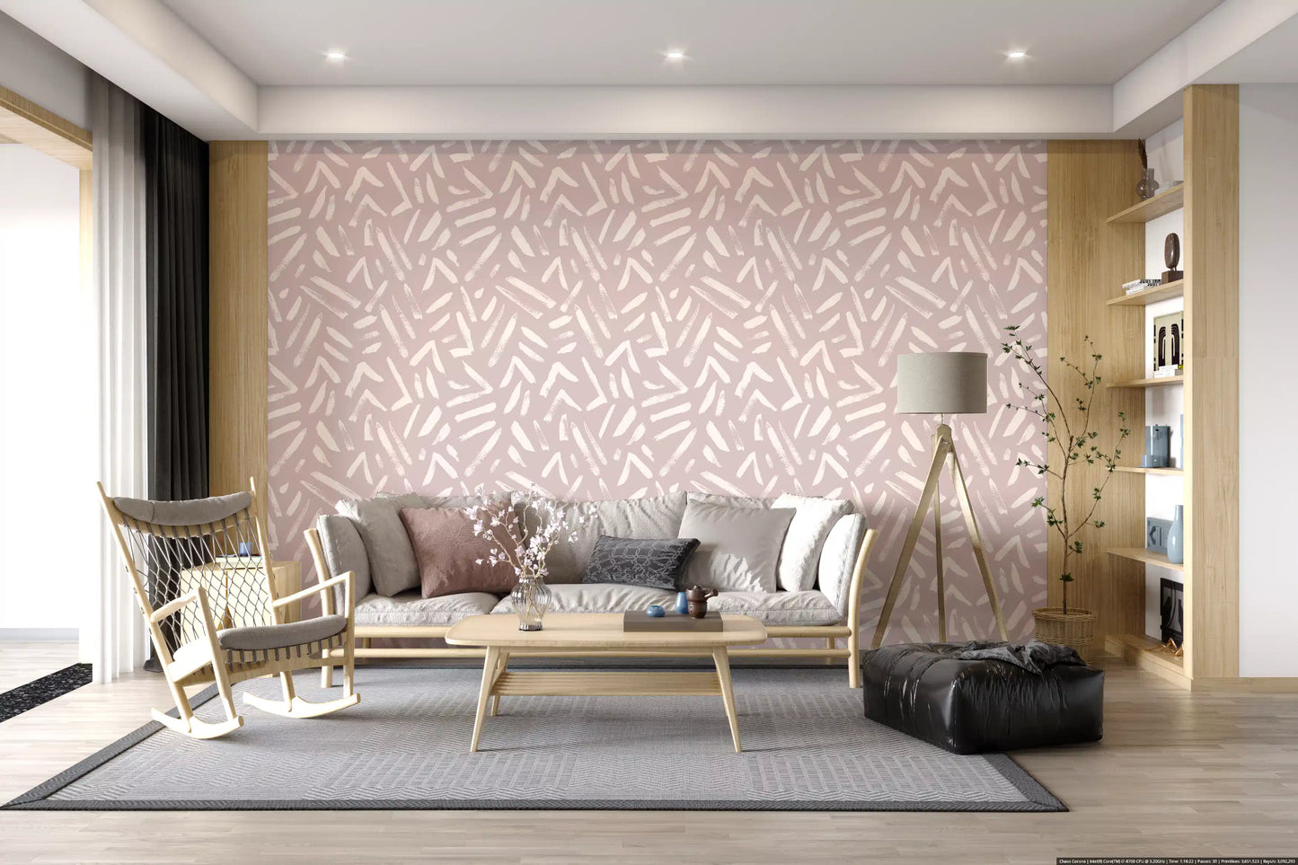 Abstract Cream and Blush Brushstrokes Wallpaper⁠