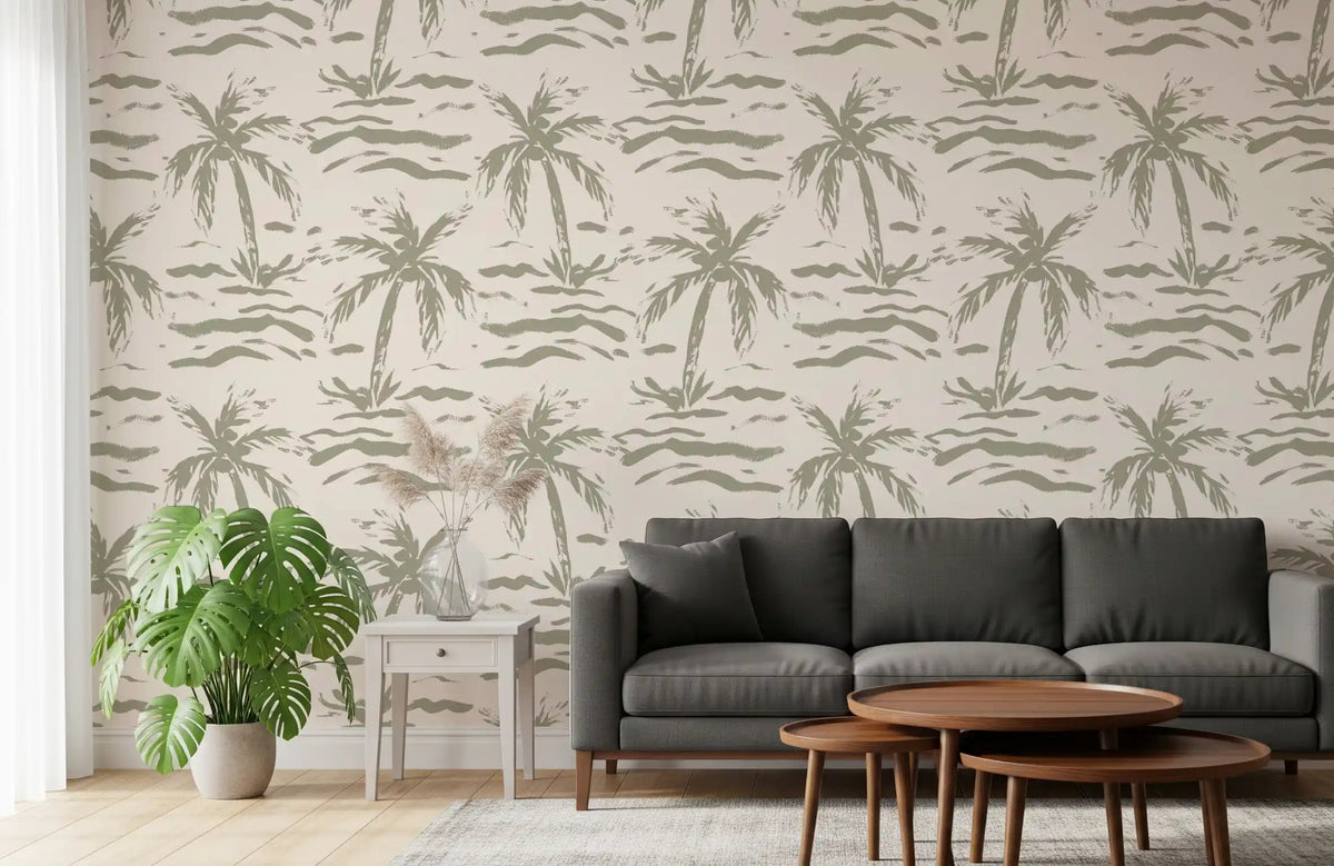 Abstract palm grove wallpaper styling a calm living room GD11993