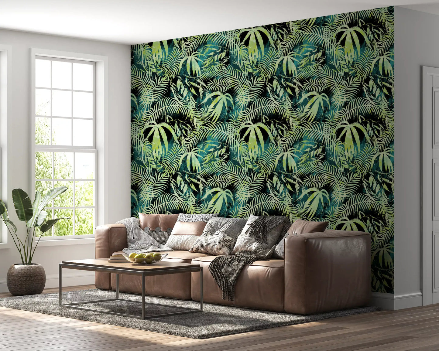 Abstract Tropical Palm Overlay Wallpaper⁠