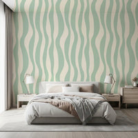 Soft Flowing Sage Linear Pattern Wallpaper⁠