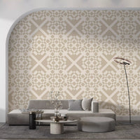 Minimalist Beige Geometric Lattice Wallpaper⁠