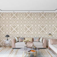 Minimalist Beige Geometric Lattice Wallpaper⁠