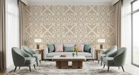 Minimalist Beige Geometric Lattice Wallpaper⁠