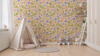 Pastel Botanical Folk Art Shapes Wallpaper⁠