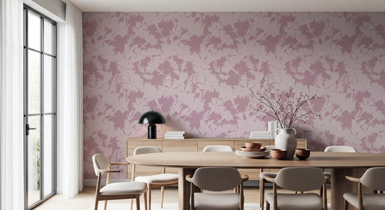 Dining room styled in blush botanical silhouette wallpaper, GD12010
