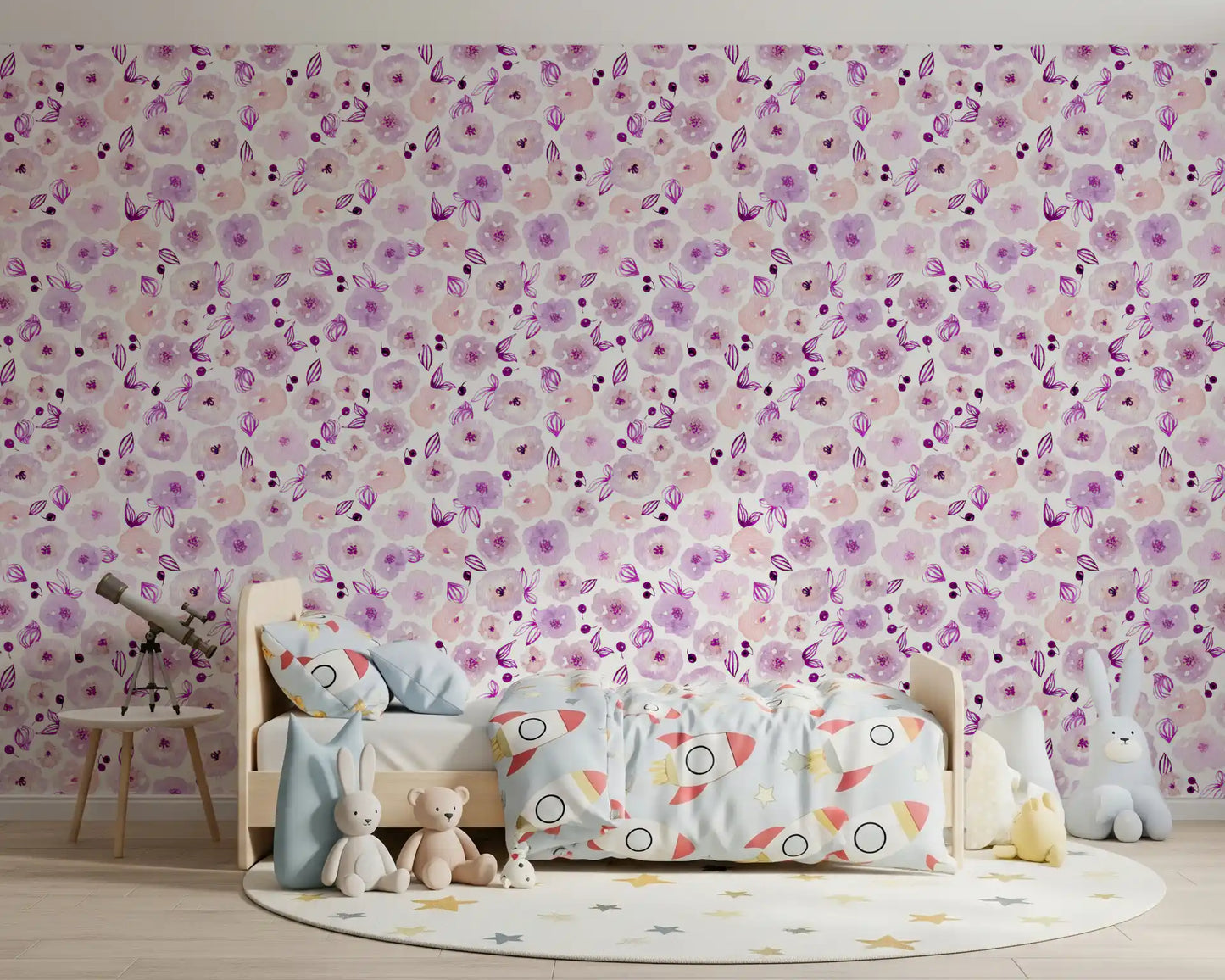 Soft Lavender Watercolor Petals Wallpaper⁠