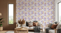 Lavender and Gold Botanical Bloom Wallpaper⁠