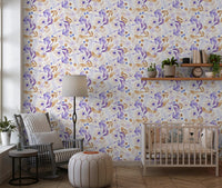 Lavender and Gold Botanical Bloom Wallpaper⁠