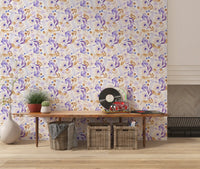 Lavender and Gold Botanical Bloom Wallpaper⁠