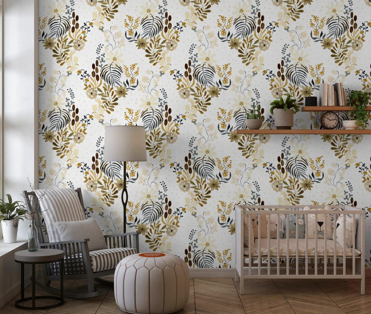 Earthy Field wallpaper behind a Nursery area  feature, GD12018