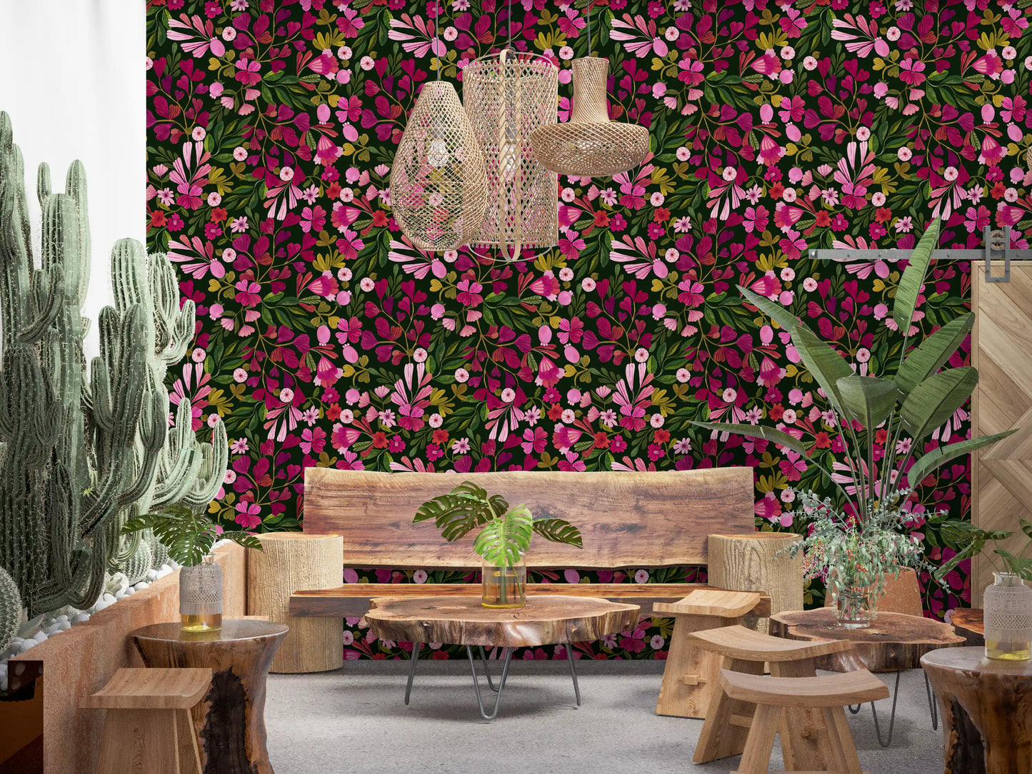 Midnight Botanical Meadow Wallpaper⁠
