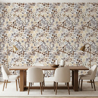 Rustic Sepia Floral Field Wallpaper⁠