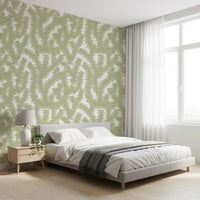 Minimalist Sage Leaf Pattern Wallpaper⁠