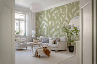 Minimalist Sage Leaf Pattern Wallpaper⁠