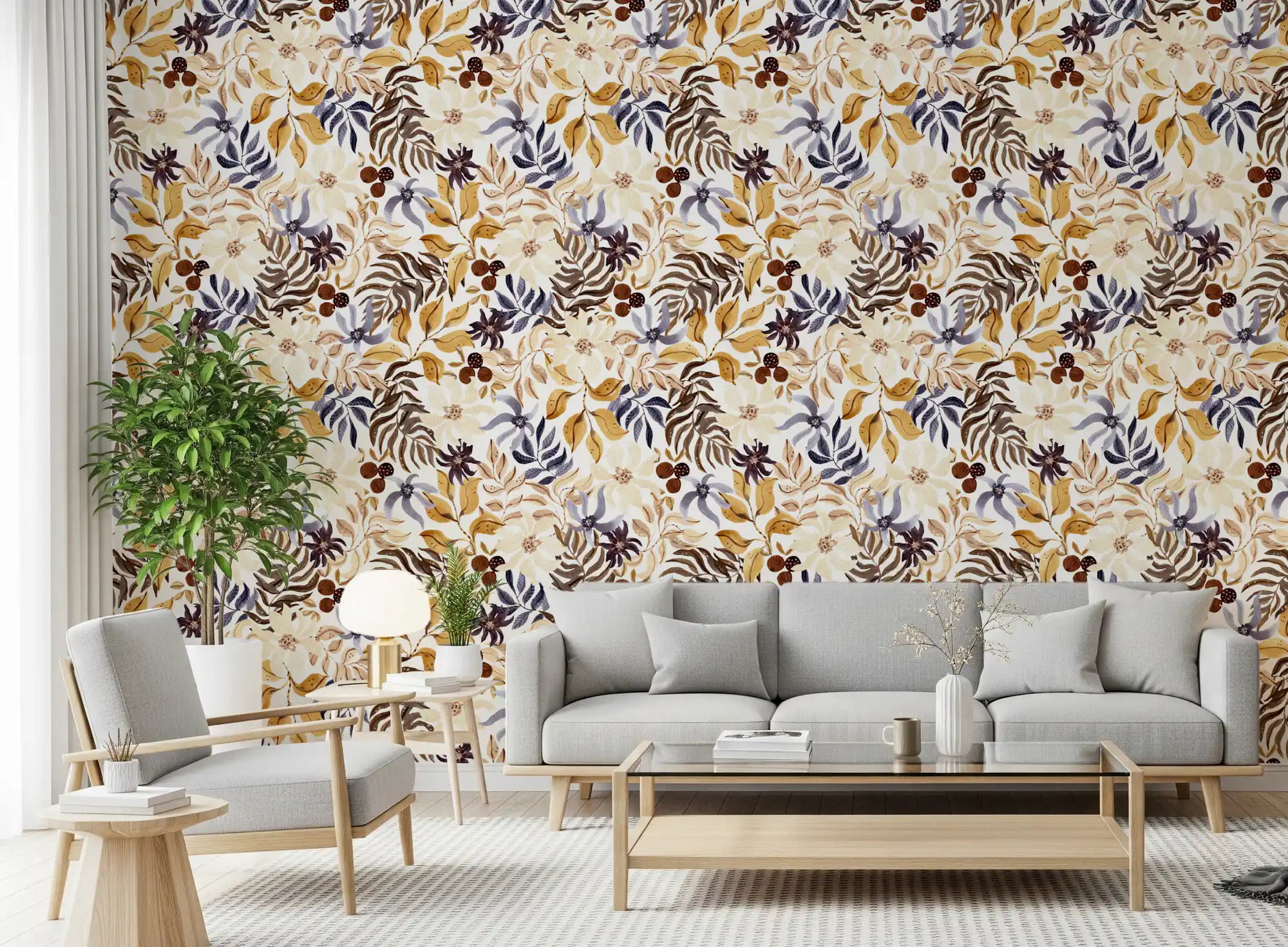 Autumn Harvest Botanical wallpaper wrapping a restful Living room GD12048
