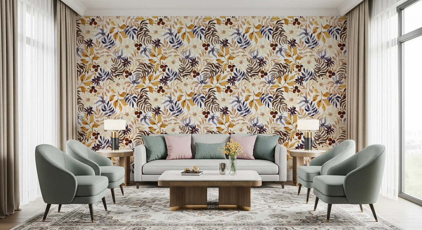 Autumn Harvest Botanical Wallpaper⁠