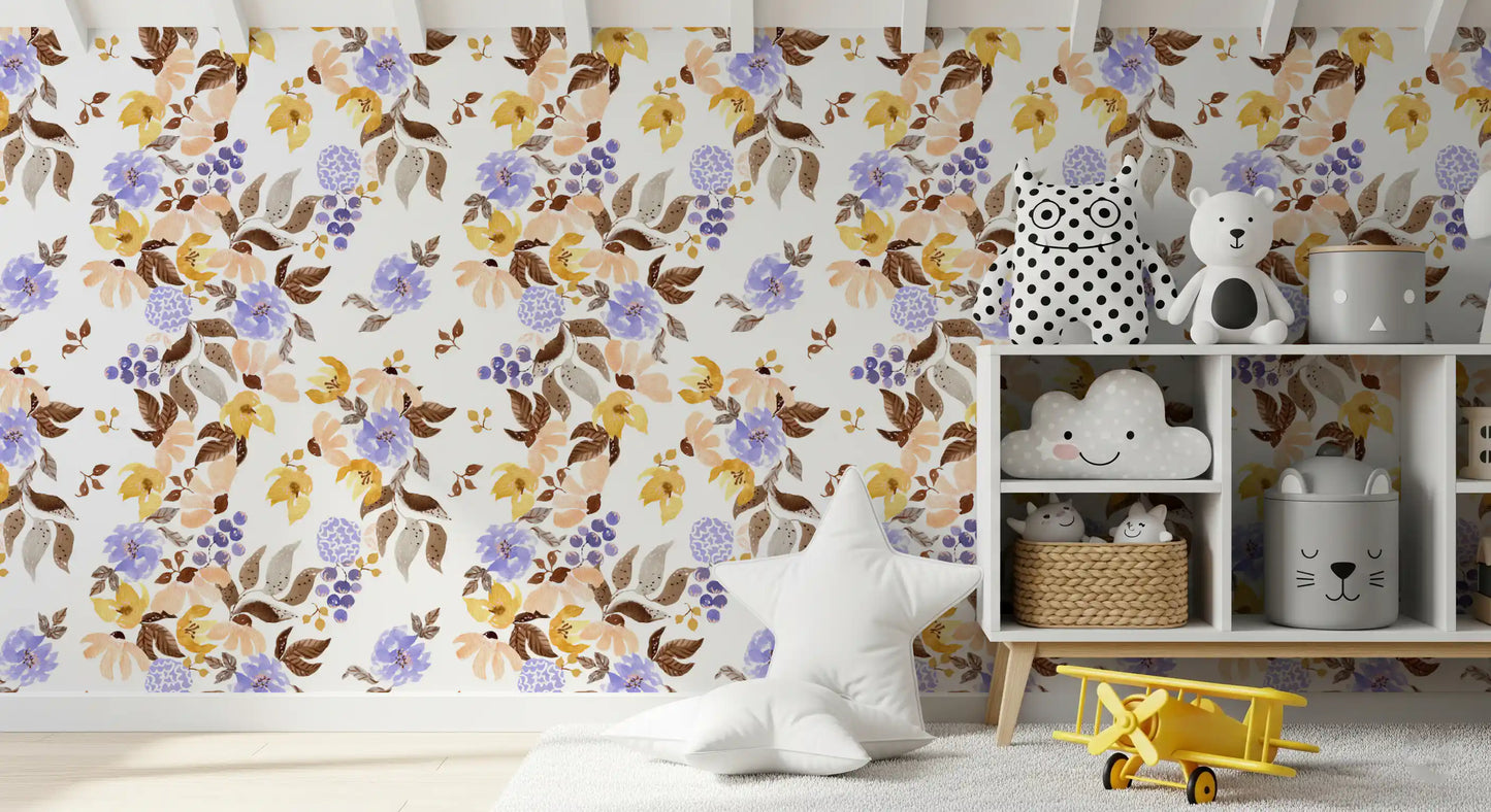 Watercolor Meadow Floral Sprays Wallpaper⁠