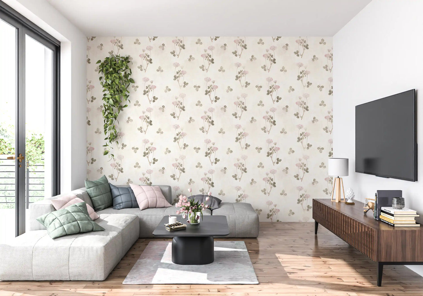 Vintage Clover Botanical Illustration Wallpaper⁠