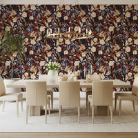 Autumn Botanical Twilight Blooms Wallpaper⁠