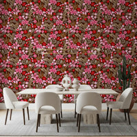Rustic Crimson Petal Garden Wallpaper⁠