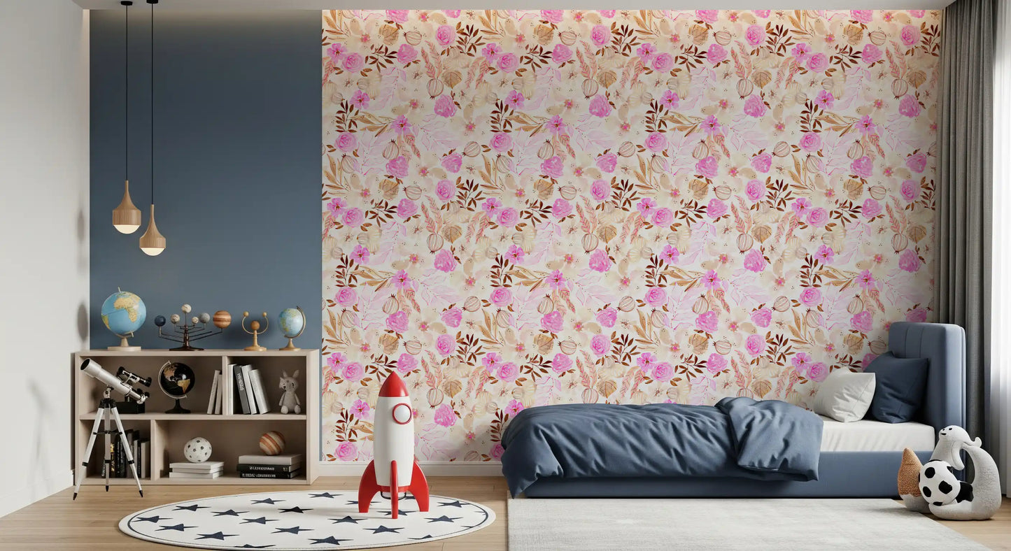 Soft Watercolor Garden Blooms Wallpaper⁠